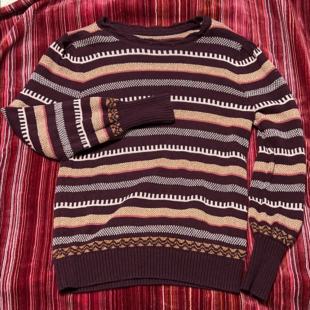 Striped Maroon and Beige women’s Sweater